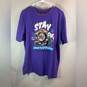 RS1NE T-Shirt Stay On Unstoppable Embroidered Patch Graphic Urban Streetwear L